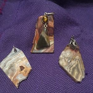 Handmade Pendants - Sterling 1/30 or all 3/60 Refined Polished Rough Crazy Agate